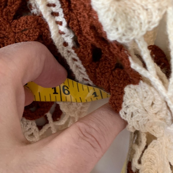 Rebellion Crochet Lace Crop Top - Cream and rust Brown XS NWOT - Picture 9 of 9